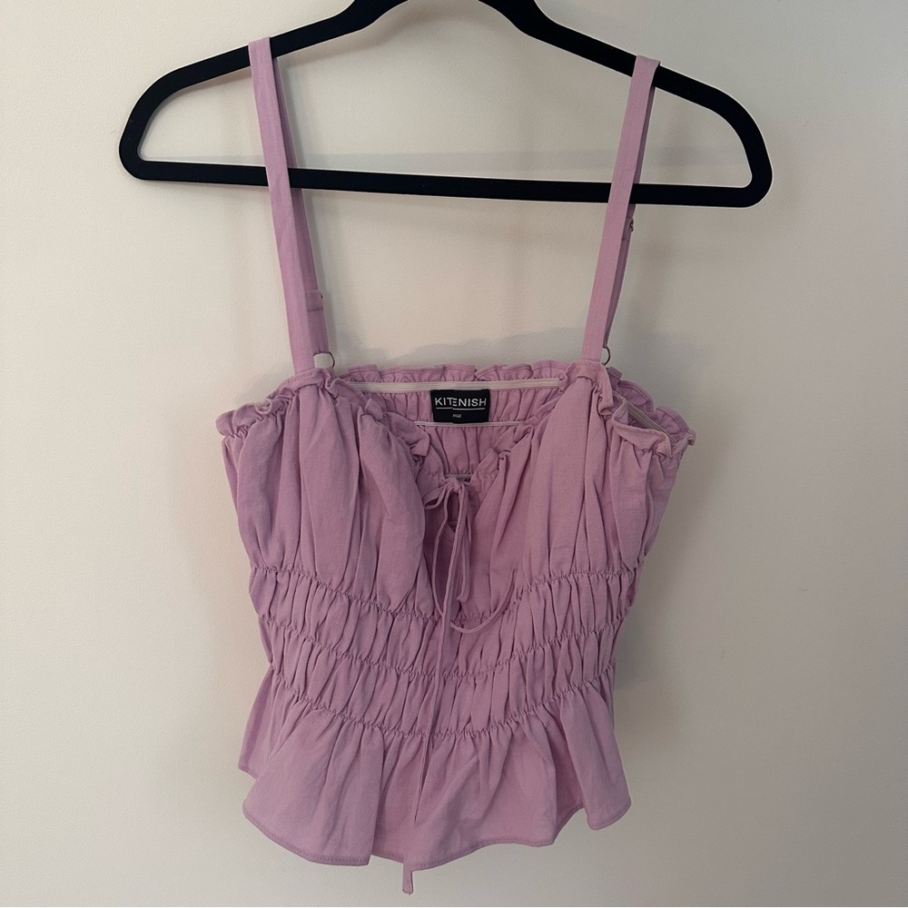 Kittenish Purple Ruched Tie Front Camisole